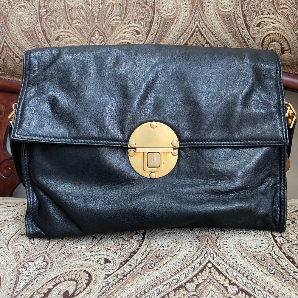 Donna Karan Black Crossbody Bag with Gold Accents - Picture 2 of 11